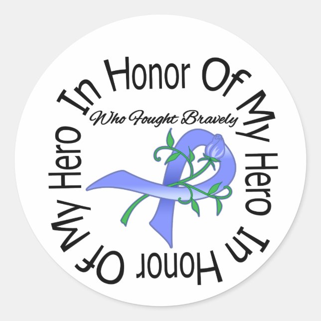 Esophageal Cancer In Honor Of My Hero Classic Round Sticker (Front)