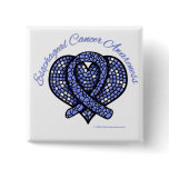 Esophageal Cancer Mosaic Heart Ribbon Pinback Button