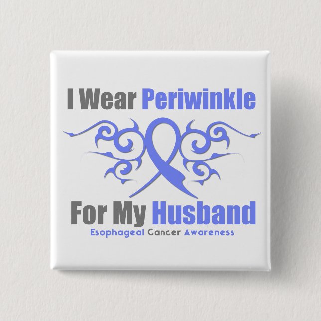 Esophageal Cancer Periwinkle Ribbon Husband Pinback Button (Front)