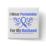 Esophageal Cancer Periwinkle Ribbon Husband Pinback Button