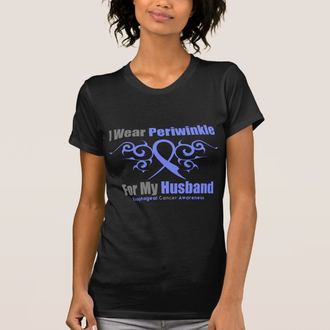 Esophageal Cancer Periwinkle Ribbon Husband T-Shirt (Front)