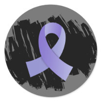 Esophageal Cancer Periwinkle Ribbon With Scribble Classic Round Sticker