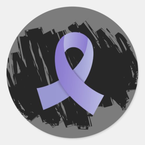 Esophageal Cancer Periwinkle Ribbon With Scribble Classic Round Sticker