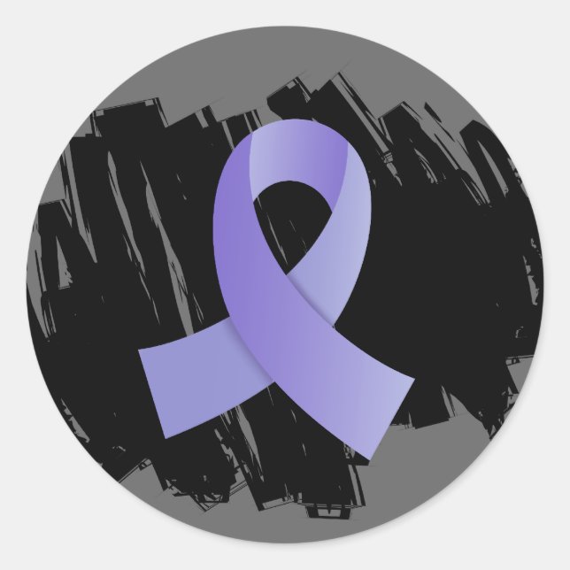 Esophageal Cancer Periwinkle Ribbon With Scribble Classic Round Sticker (Front)