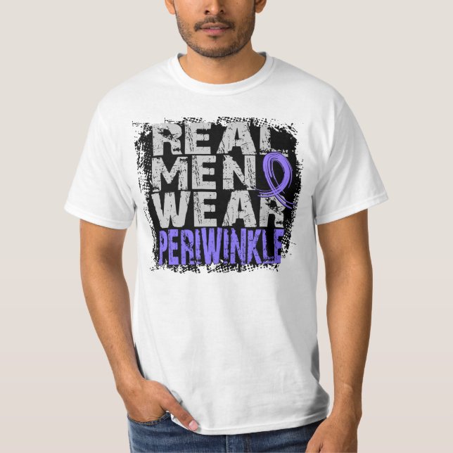 Esophageal Cancer Real Men Wear Periwinkle T-Shirt (Front)
