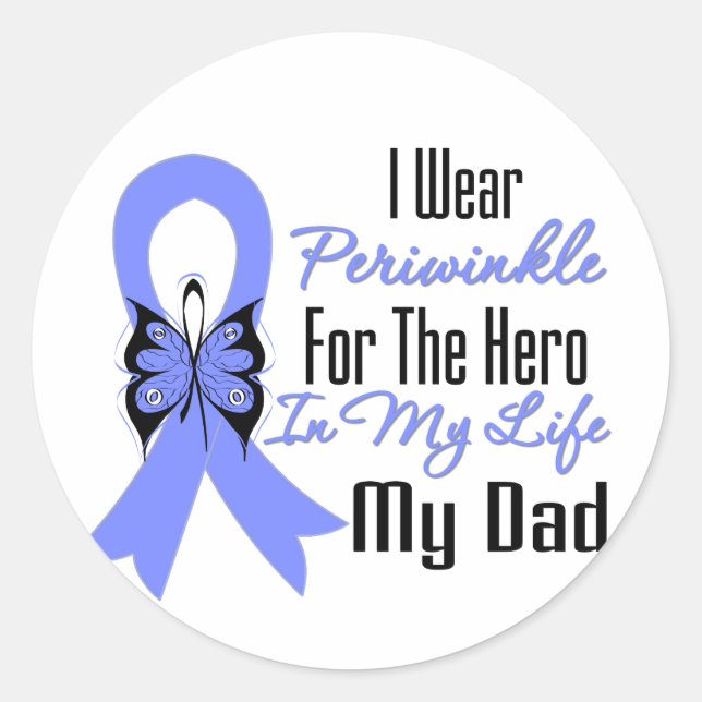 Esophageal Cancer Ribbon Hero My Dad Classic Round Sticker (Front)