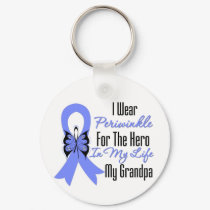 Esophageal Cancer Ribbon Hero My Grandpa Keychain