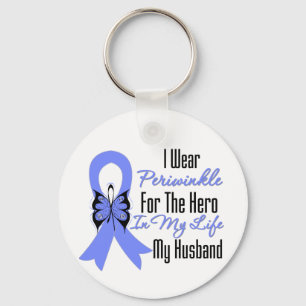 Esophageal Cancer Ribbon Hero My Husband Keychain