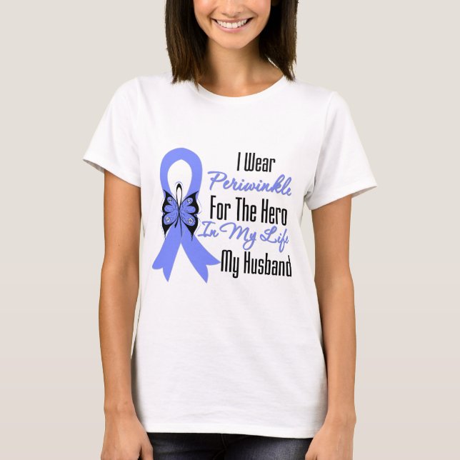 Esophageal Cancer Ribbon Hero My Husband T-Shirt (Front)