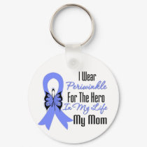 Esophageal Cancer Ribbon Hero My Mom Keychain