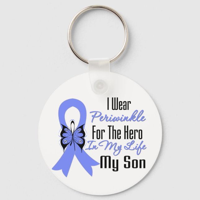 Esophageal Cancer Ribbon Hero My Son Keychain (Front)