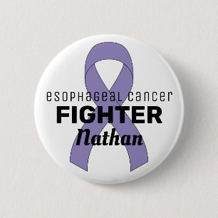 Esophageal Cancer Ribbon White Button