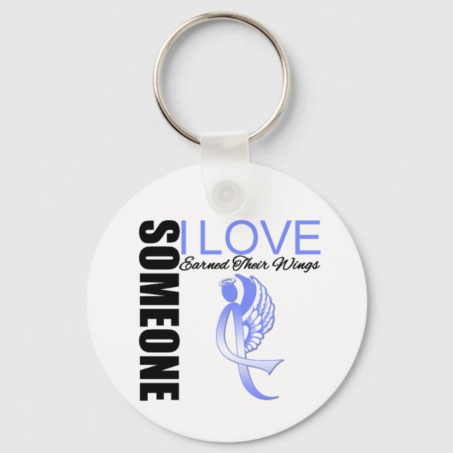 Esophageal Cancer Someone I Love Earned Wings Keychain (Front)