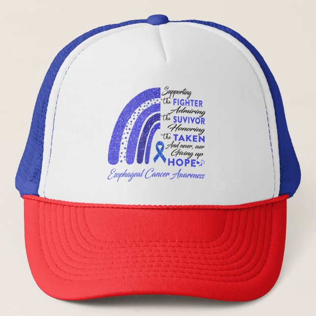 Esophageal Cancer Warrior Supporting Fighter Trucker Hat (Front)