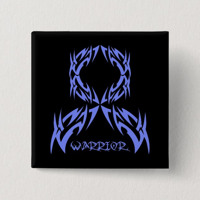 Esophageal Cancer Warrior Tribal Ribbon Pinback Button (Front)
