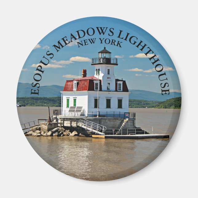 Esopus Meadows Lighthouse, New York Round Magnet (Front)