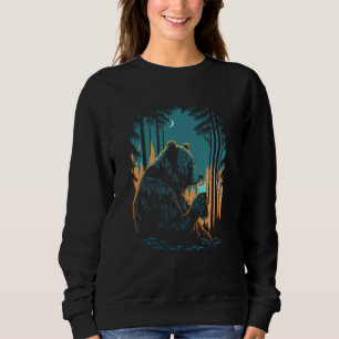 Esoteric Bear drinking Beer Night Forest 1 Sweatshirt