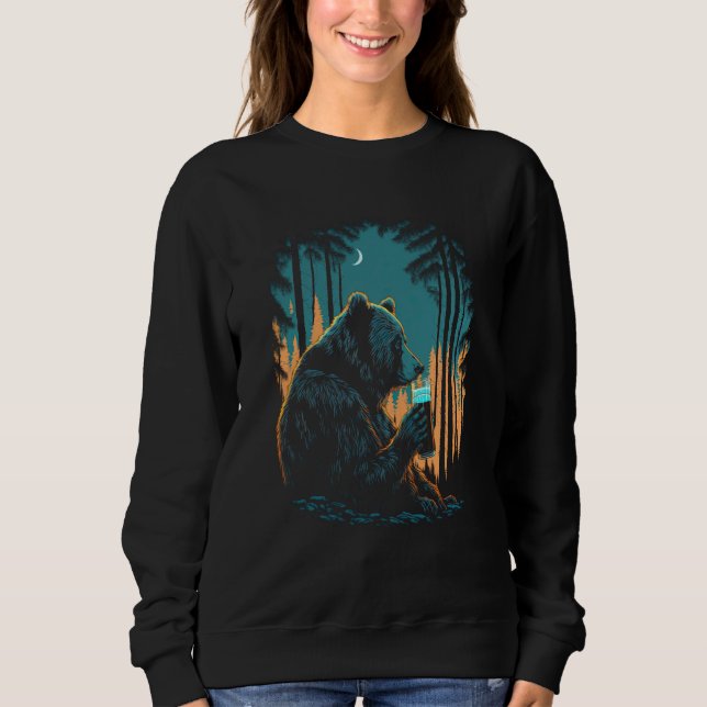 Esoteric Bear drinking Beer Night Forest  1 Sweatshirt (Front)