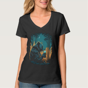 Esoteric Bear drinking Beer Night Forest T-Shirt