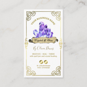 Esoteric Crystal White Purple And Gold Business Ca Card