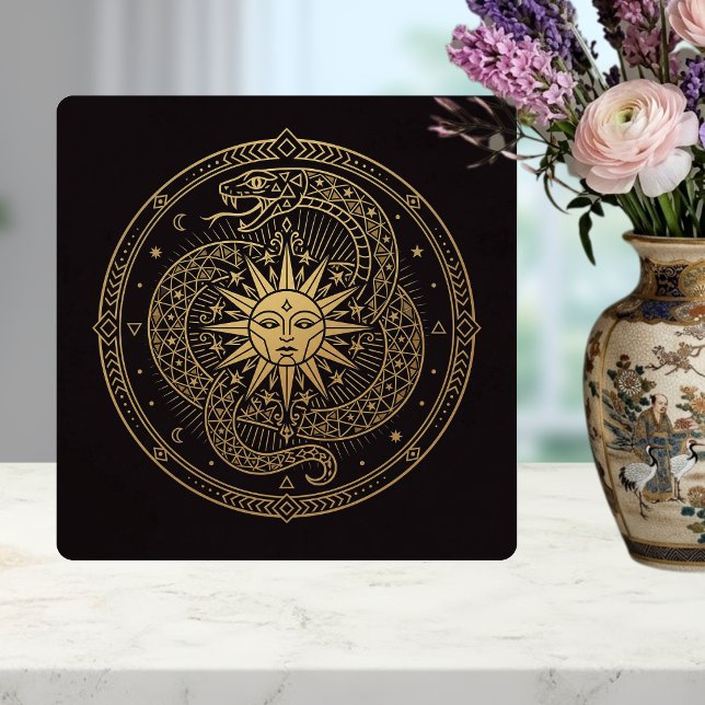 Esoteric Gold Serpent Sun Celestial Mandala  Ceramic Tile (Creator Uploaded)