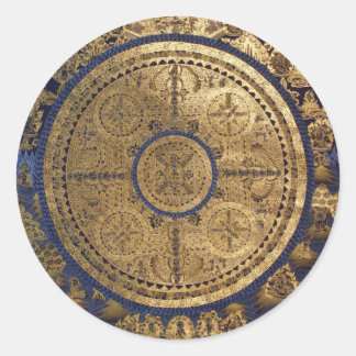 ESOTERIC GOLDEN THANGKA ART CLASSIC ROUND STICKER