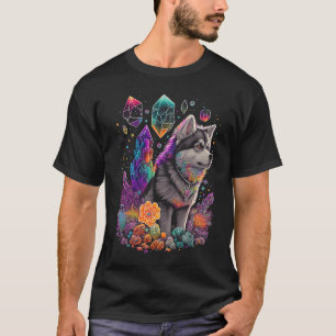 Esoteric Husky Dog Crystals Cute Illustration  2 T-Shirt