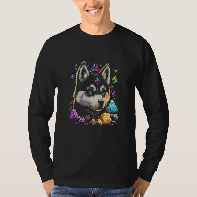 Esoteric Husky Dog Crystals Cute Illustration  2 T-Shirt (Front)