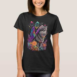 Esoteric Husky Dog Crystals Cute Illustration  2 T-Shirt