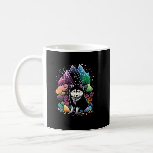 Esoteric Husky Dog Crystals Cute Illustration  Coffee Mug