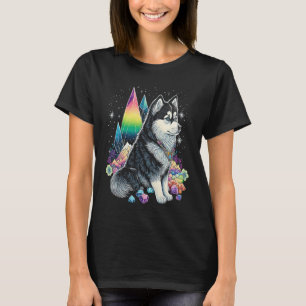 Esoteric Husky Dog Crystals Cute Illustration T-Shirt