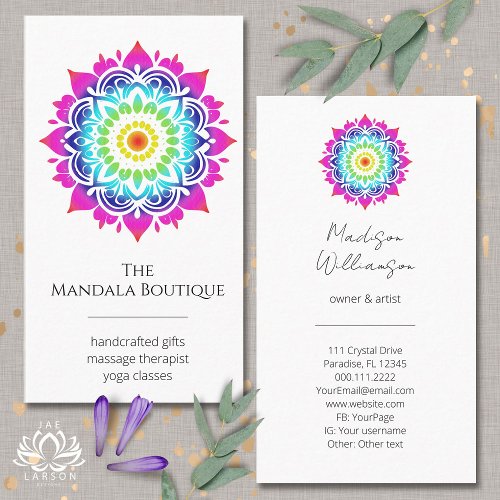 Esoteric Mandala Holistic Metaphysical Boho Bright Business Card