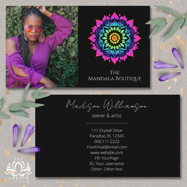 Esoteric Mandala Holistic Metaphysical Boho Photo Business Card (Creator Uploaded)