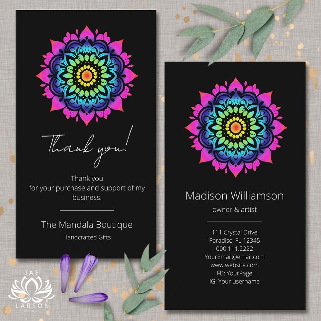 Esoteric Mandala Holistic Metaphysical Thank You Business Card (Creator Uploaded)