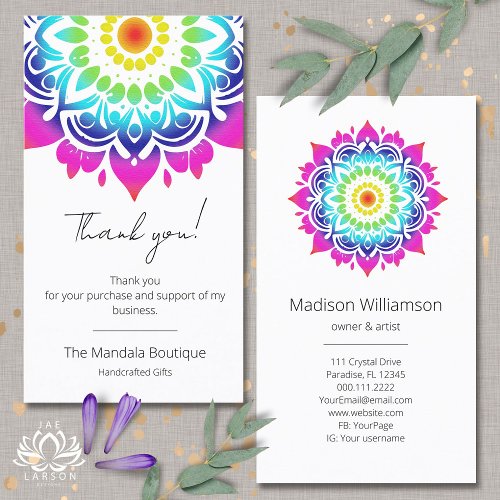 Esoteric Mandala Holistic Metaphysical Thank You Business Card