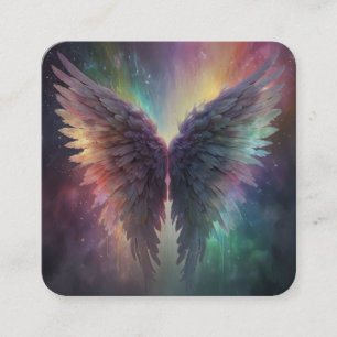 *~* Esoteric Mystical Rainbow Angel Wings AP78 QR Square Business Card
