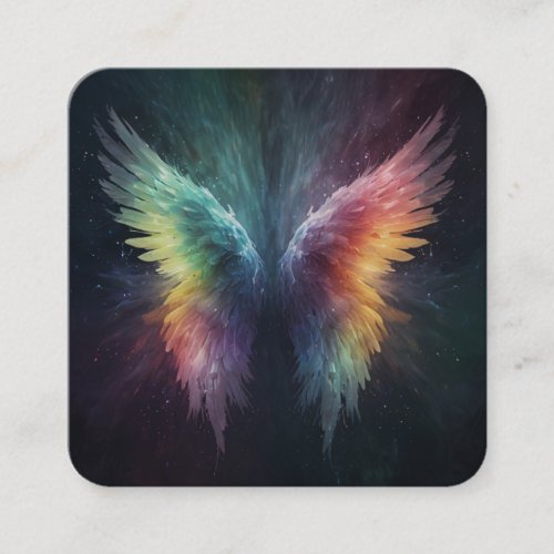 *~* Esoteric Mystical Rainbow Angel Wings AP78 QR Square Business Card