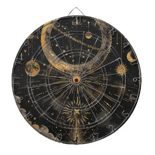 Esoteric Night Sky Black and Gold Dart Board