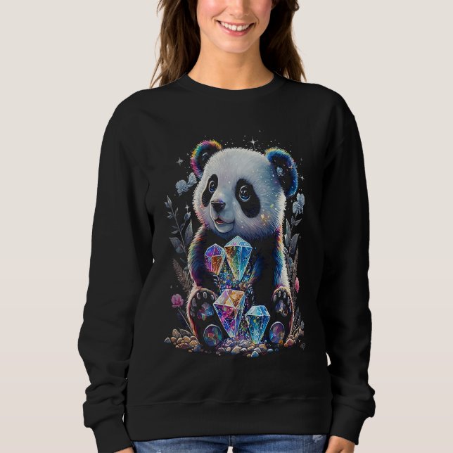 Esoteric Panda Crystals Cute Illustration  1 Sweatshirt (Front)