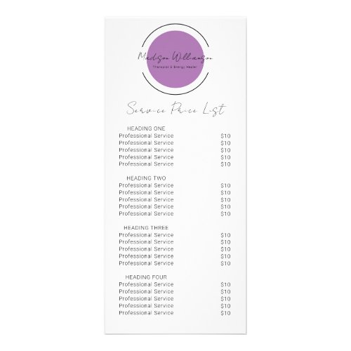 Esoteric Psychic Modern Services Price List Rack Card