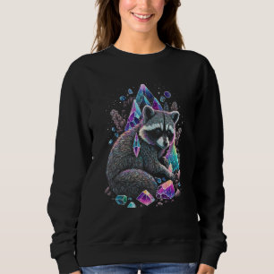 Esoteric Racoon Pet Art Crystals Cute Illustration Sweatshirt
