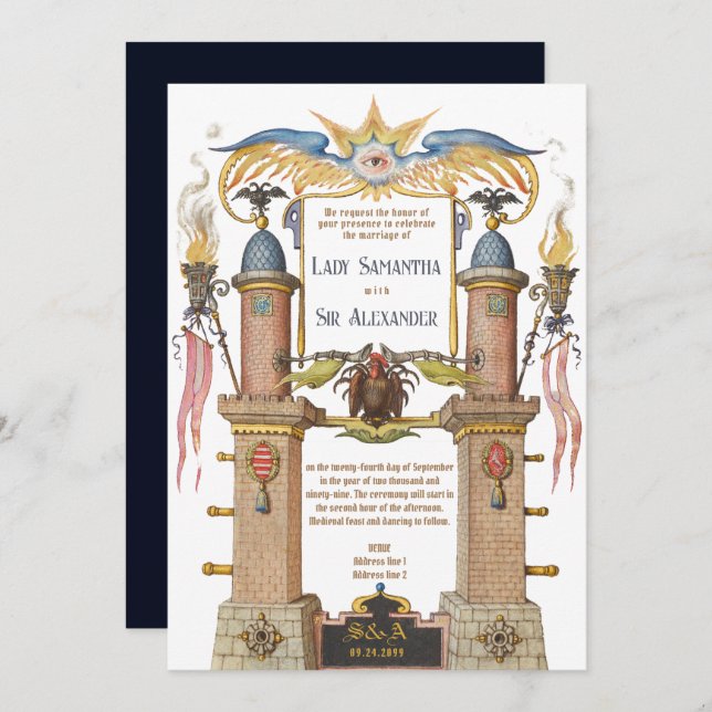 Esoteric Renaissance Manuscript Medieval Wedding Invitation (Front/Back)