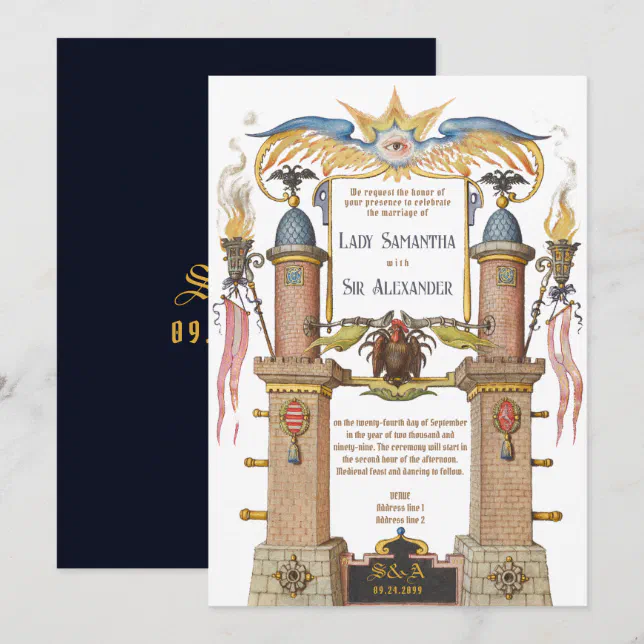 Italian Renaissance Script Invitation Esoteric Renaissance Manuscript Medieval Wedding Invitation | Zazzle