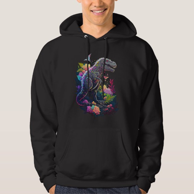 Esoteric Rex Trex Crystals Cute Illustration  2 Hoodie (Front)
