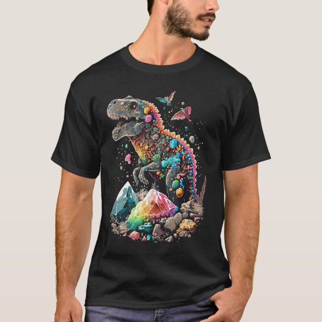 Esoteric Rex Trex Crystals Cute Illustration  2 T-Shirt (Front)