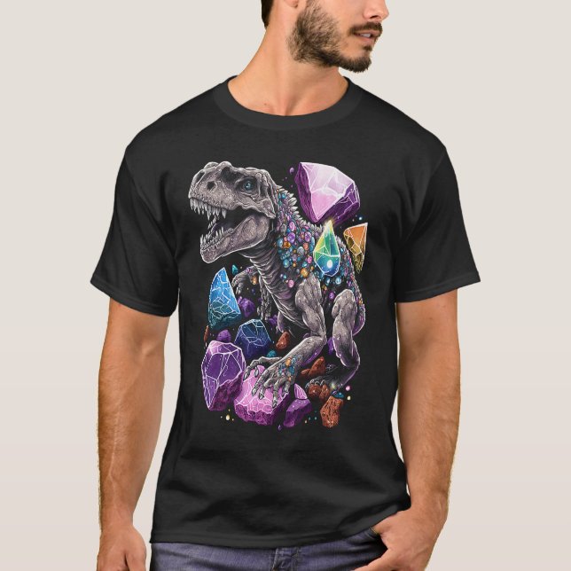 Esoteric Rex Trex Crystals Cute Illustration  7 T-Shirt (Front)