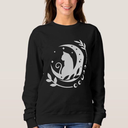 Esoteric Spiritual Cat Moon Line Sweatshirt