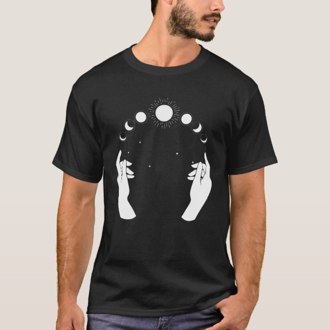 Esoteric Spiritual Moon Phases Hand Line T-Shirt (Front)