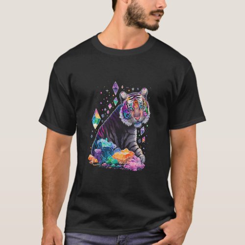 Esoteric Tiger Crystals Cute Illustration  1  T_Shirt