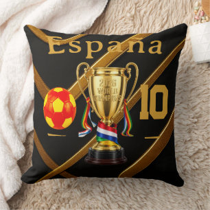 España 2026 Global Games: Gold Ribbon Premium 10 Throw Pillow